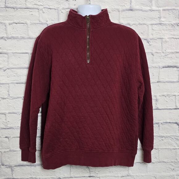 Orvis Sweatshirt Mens Size Large Quilted Half Zip Pullover Maroon Color - Picture 1 of 16